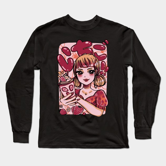 Strawberry Girl Long Sleeve T-Shirt by Pescapin